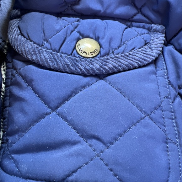 Ralph Lauren Girl Barn Jacket, Size 2/2T, Navy Blue, Quilted & Corduroy GUC - Picture 3 of 8